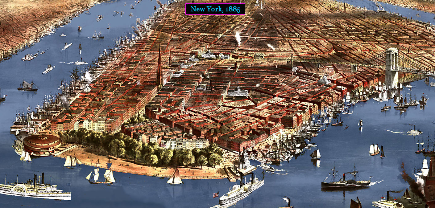New York, 1885 aerial view